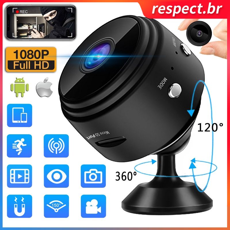 A9 Mini Câmera Full HD 1080P Wi-Fi IP Sem Fio Infravermelho Visão ...