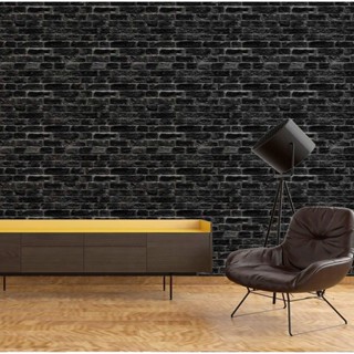 Papel De Parede Adesivo Tijolinho Preto Autoadesivo 2 Metros Vinílico em Oferta na Shopee