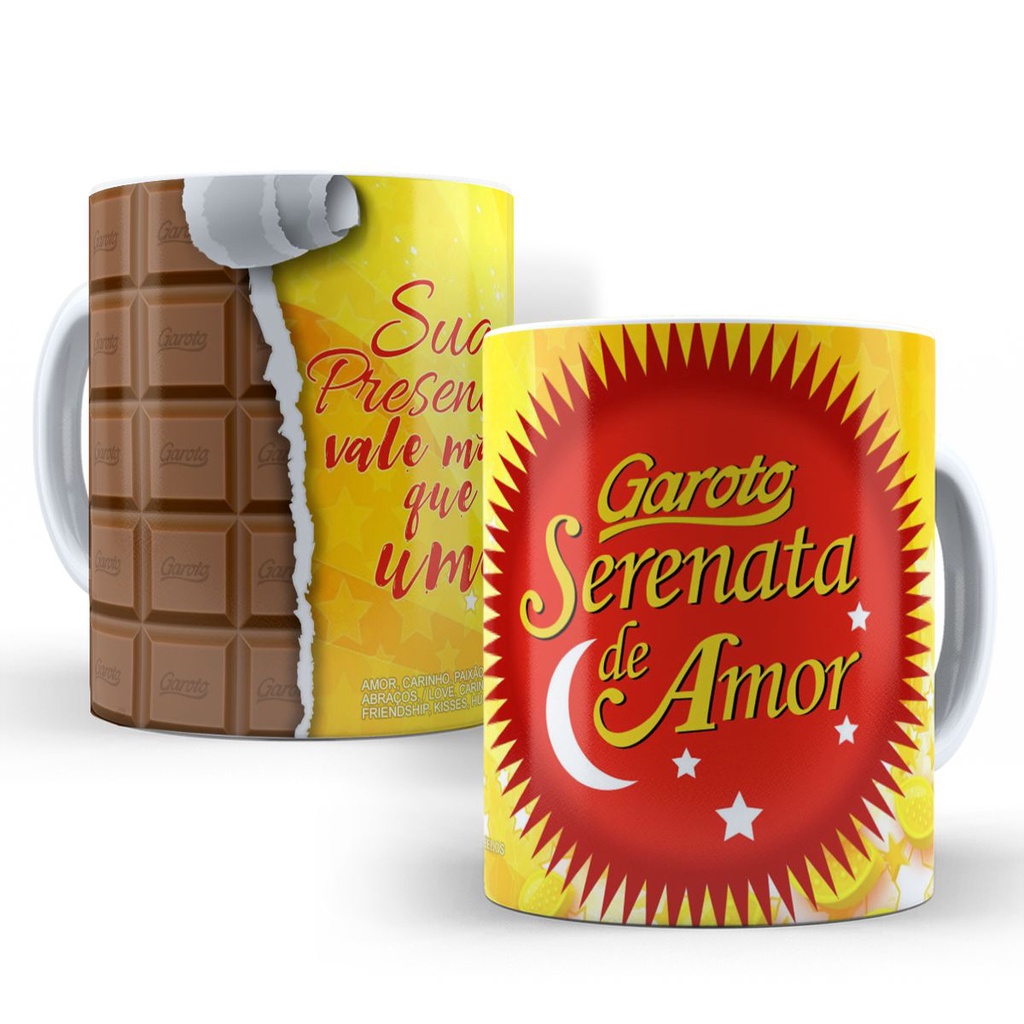 Presente Dia dos Namorados - Mães - Pais - Amigo Chocolate - Páscoa - Canecas Personalizada com Nome e Frases Porcelana Xícaras, Copos e Caneca de Café Lembrancinha Estampada Serenata