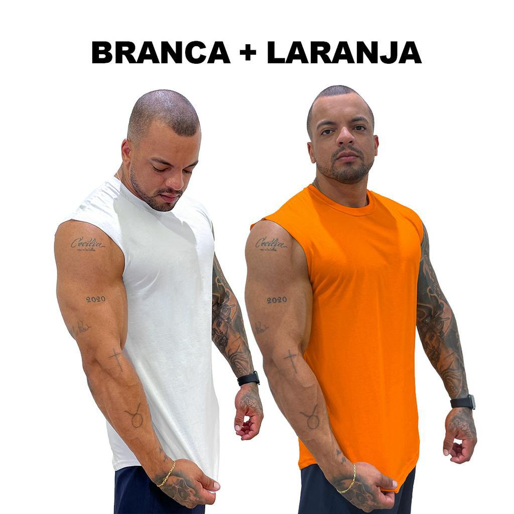 KIT 2 Camisetas Masculinas Manga Japonesa Longline em Algodão Bombey Lisa sem Estampa Básica