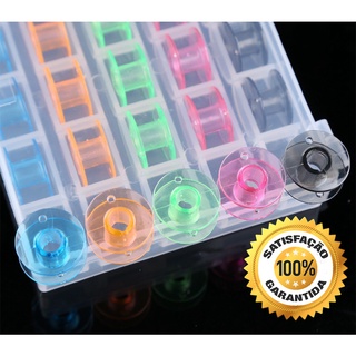 25 Bobina Carretilha Alta Plastica Coloridas Janome + Estojo