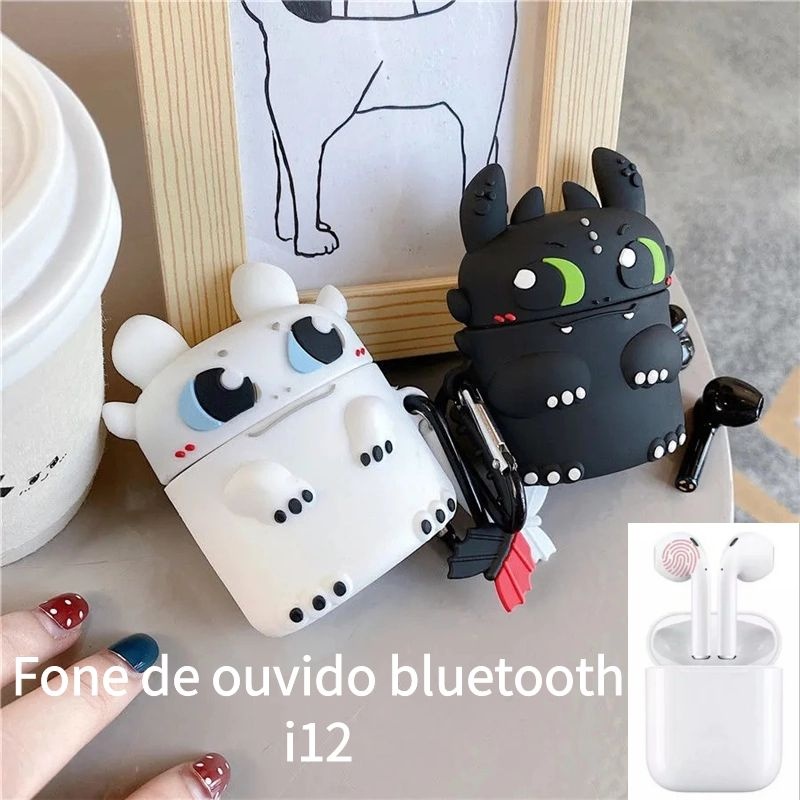 Fone Bluetooth Ouvido Sem Fio Tws inpods i12 Vem com estojo protetor de desenho animado Compatível com android e ios