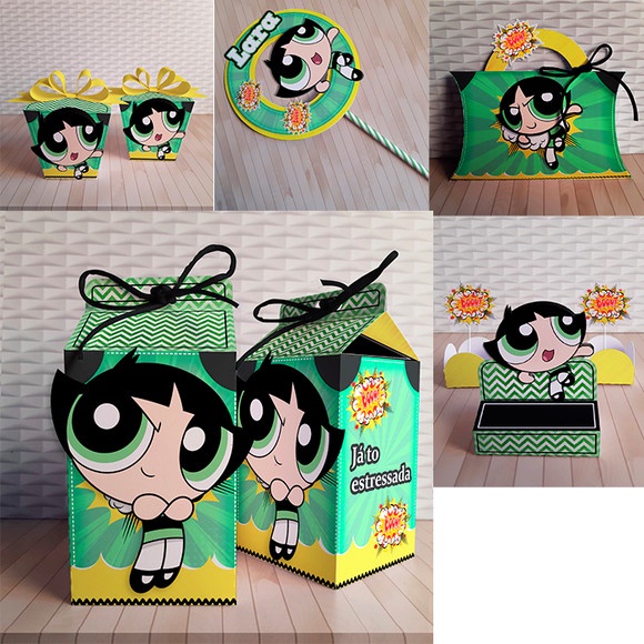 kit festa infantil lembrancinha para aniversário Caixinhas Personalizadas Meninas Super Poderosas