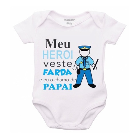 Roupa Body Bebê Personalizado Herois Veste Farda Papai
