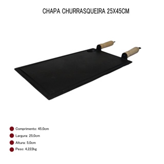 Chapa Churrasqueira 25x45 De Ferro Fundido em Oferta na Shopee
