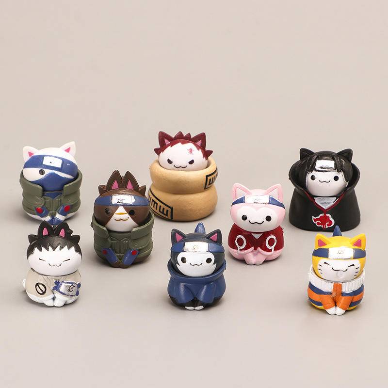 8 Tipos/Conjunto Gato Naruto Figuras Kitten Sasuke Kakashi Gaara Haruno ...