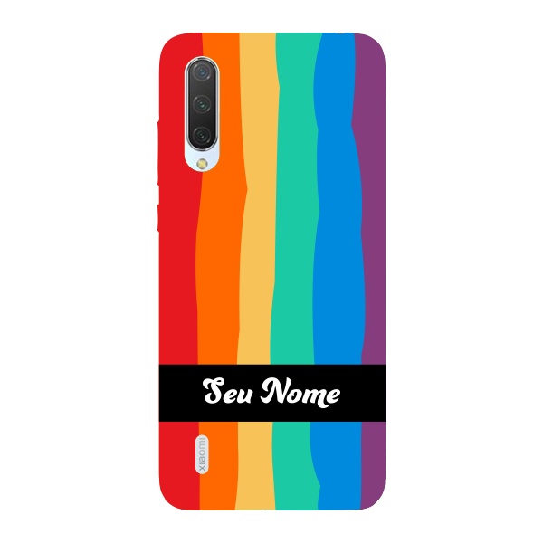 Capinha para Xiaomi Mi 9 Lite Anti Impacto Personalizada - Arco Íris Colorido LGBT LGBTQIA+ com nome
