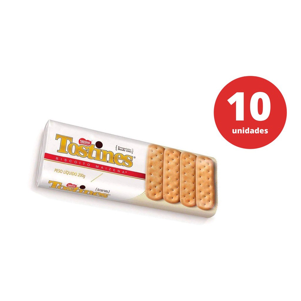 Kit C/10 Biscoito Maizena Tostines 200g