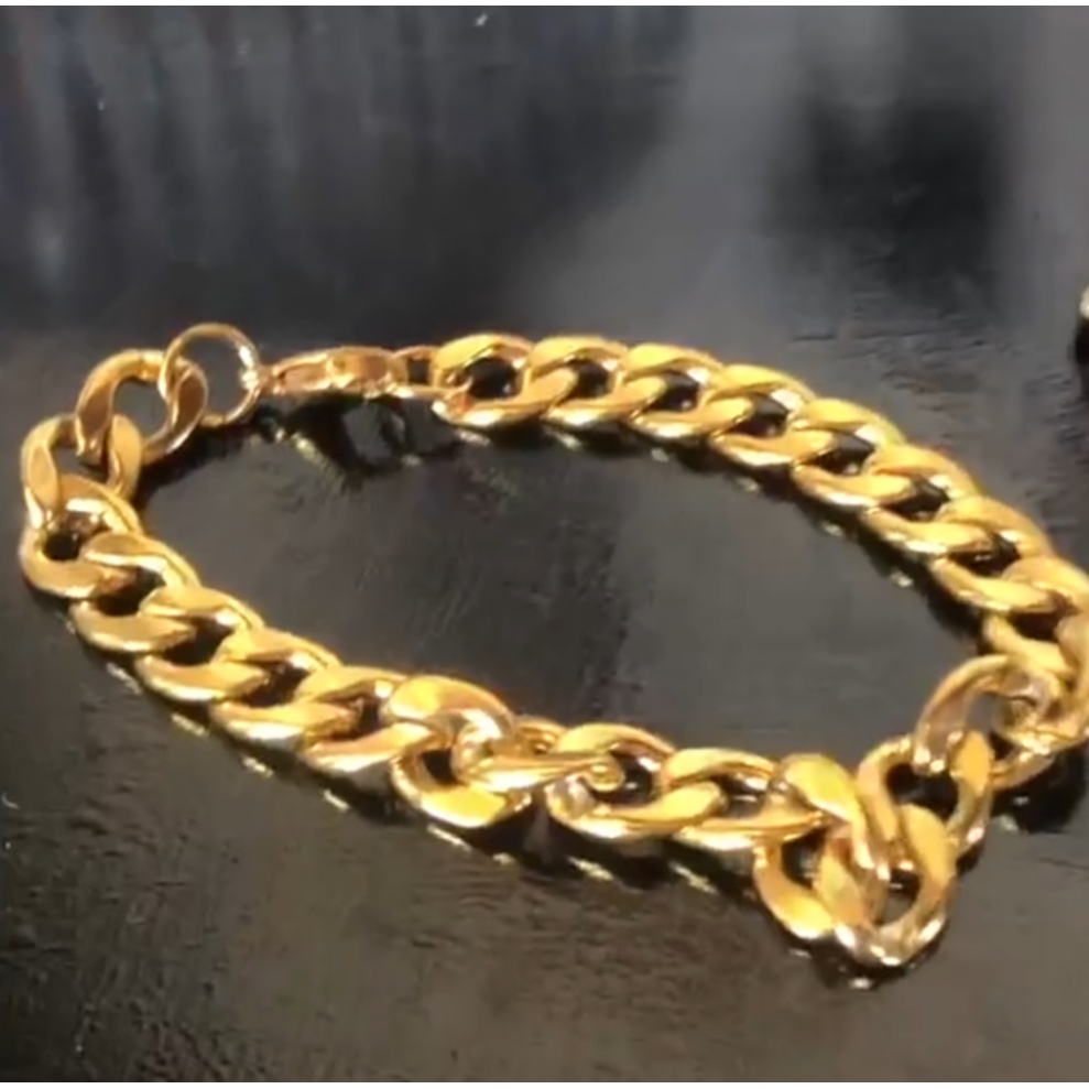 CONJUNTO CORRENTE E PULSEIRA DOURADA EM AÇO INOXIDÁVEL  60cm x 6mm CONJUNTO CORRENTE E PULSEIRA DOUR