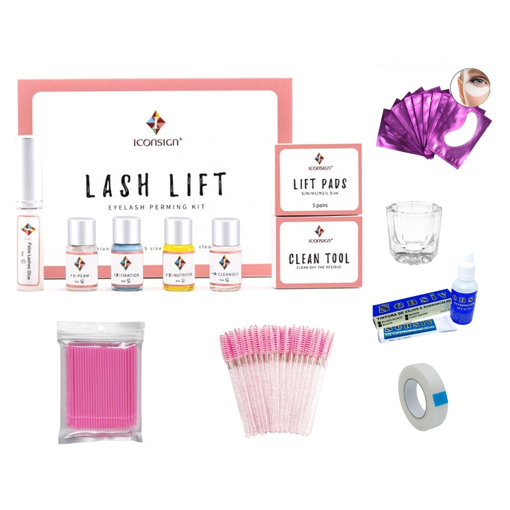 Kit Completo Lash Lift Lifting Iconsign Permanente E Tintura Cílios ...