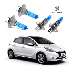 Kit Lampada Super Branca Farol Peugeot 208 2012 2013 2014 2015 2016 2017 2018 Luz Baixa e Luz Alta