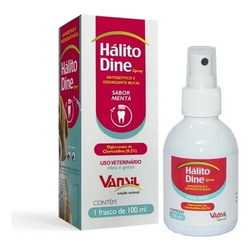 Hálito Dine Spray 100ml Antisséptico Bucal Para Cães E Gatos