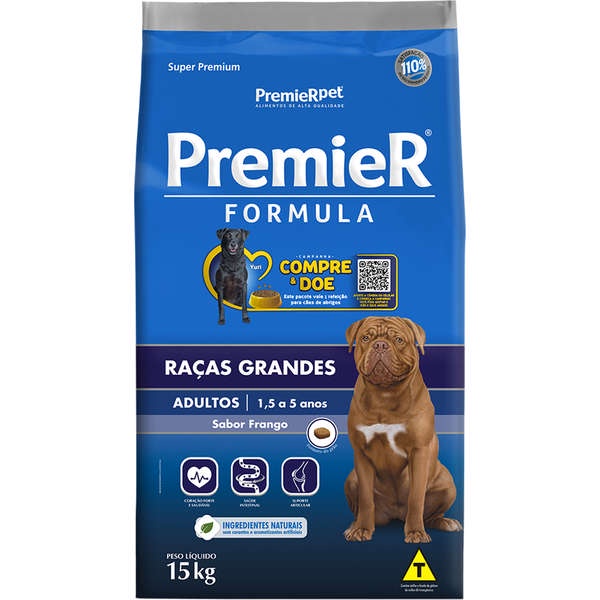 Ração Premier Formula para Cães Raças Grandes Adultos Frango em Oferta na Shopee