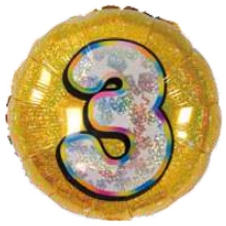 BALÃO NÚMERO REDONDO GLITERIZADO DOURADO 45CM - FESTA - ANIVERSÁRIO holográfico