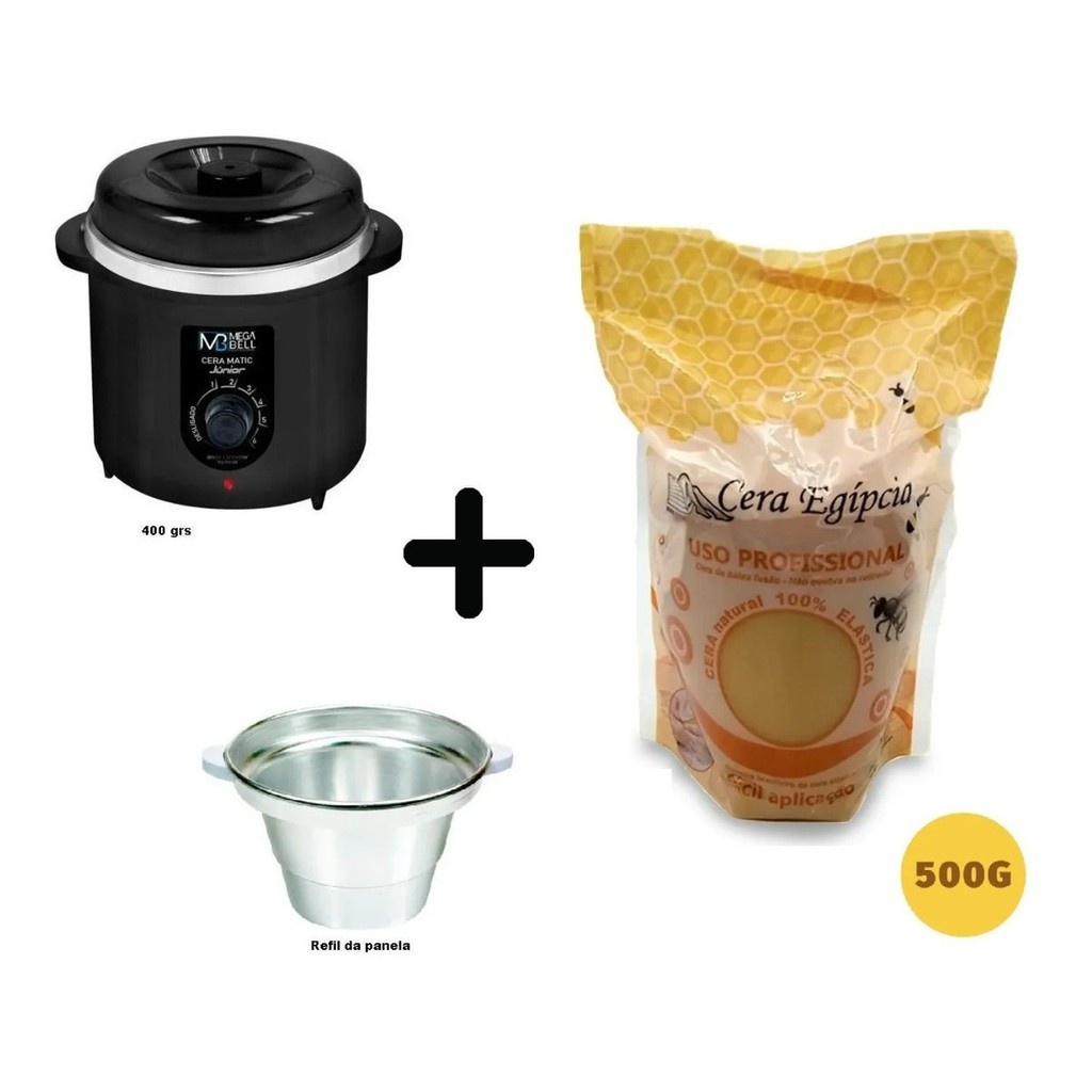 Kit Panela Com Cera 500g Depilatória Egipcia Elástica Depilação Termocera