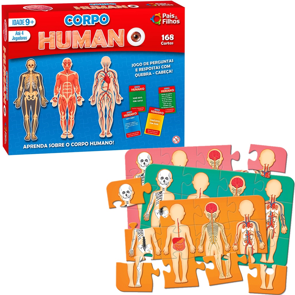 Jogo Corpo Humano 168 Cartas Tabuleiro Brinquedo Criança - Pais ...