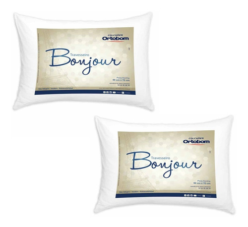 Kit 02 Travesseiros Super Macio Bonjour Promoção MaYu