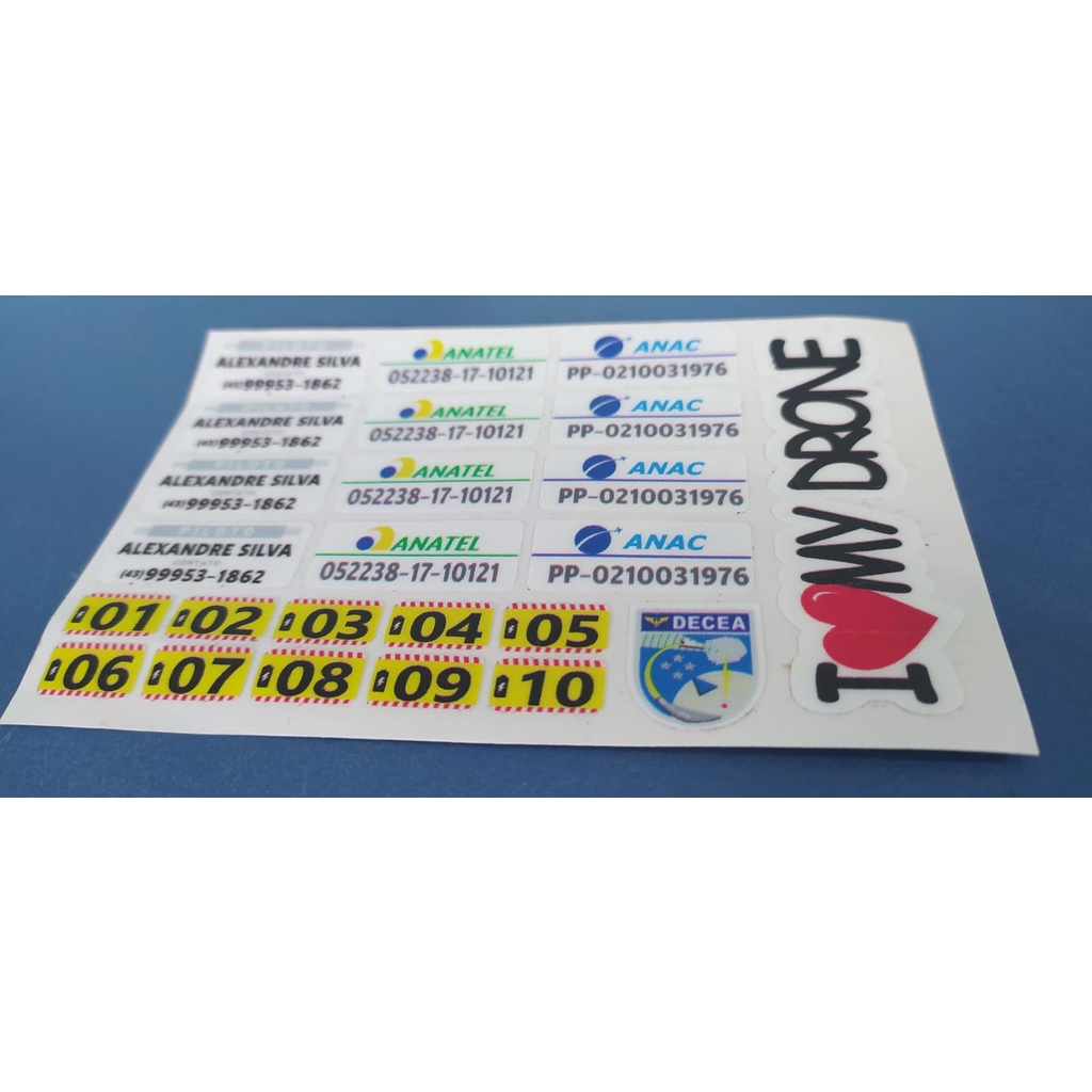 adesivo drone anac anatel mini