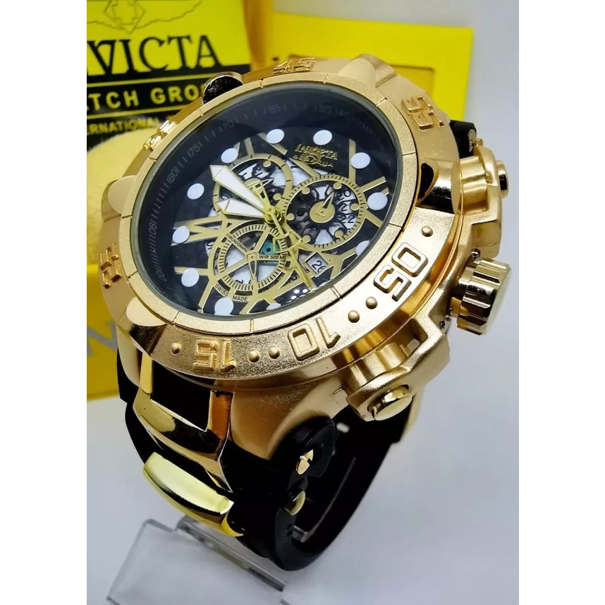 Relógio Masculino Invicta Subaqua Skeleton Noma IV Dourado / Preto