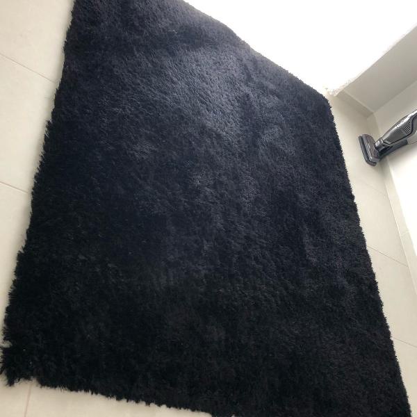 Tapete 3×2 Antiderrapante Para Sala Grande Peludo Felpudo 3×2 -Preto