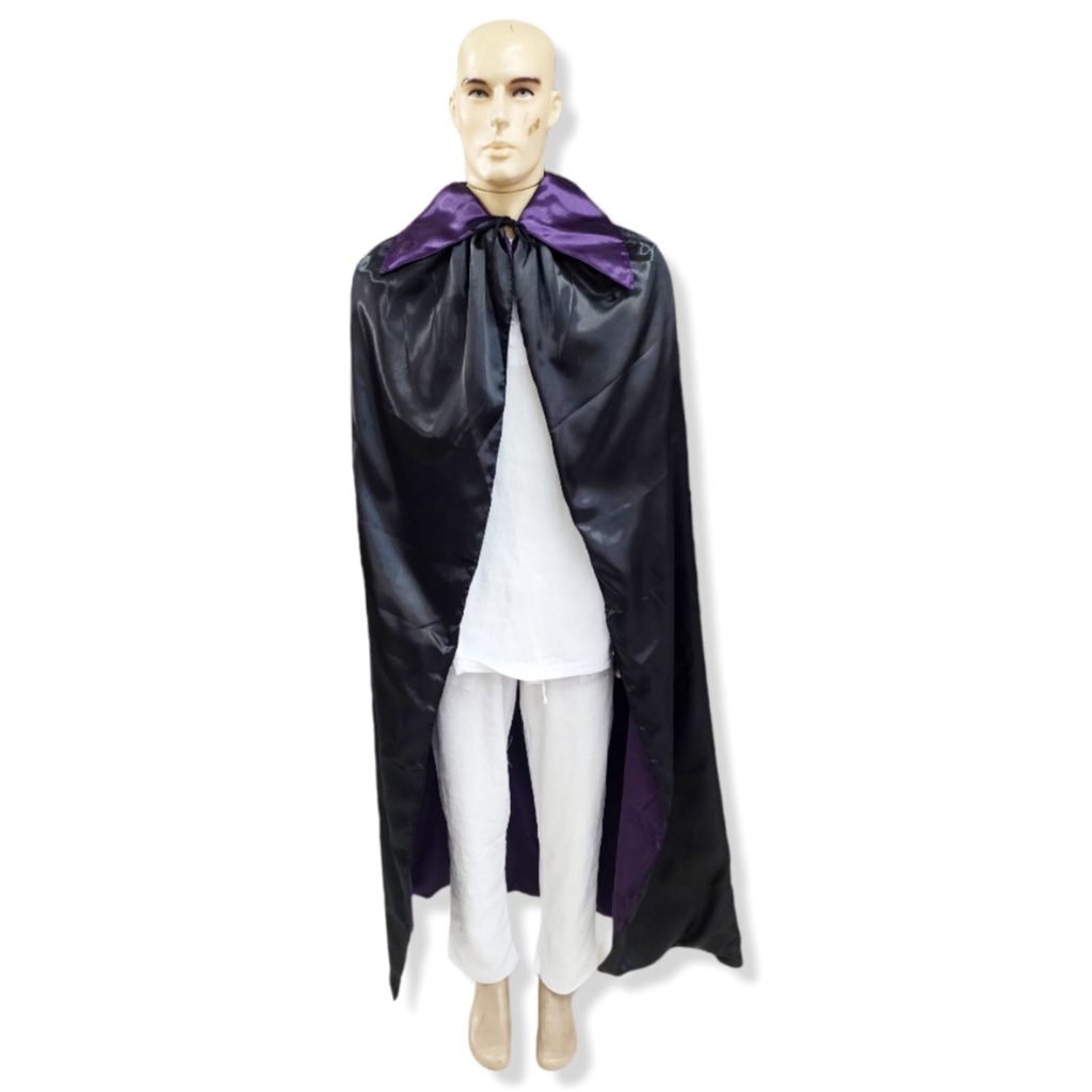 Capa Para Exú E Pomba Gira - Preto E Roxo Cetim Dupla Face Com Gola
