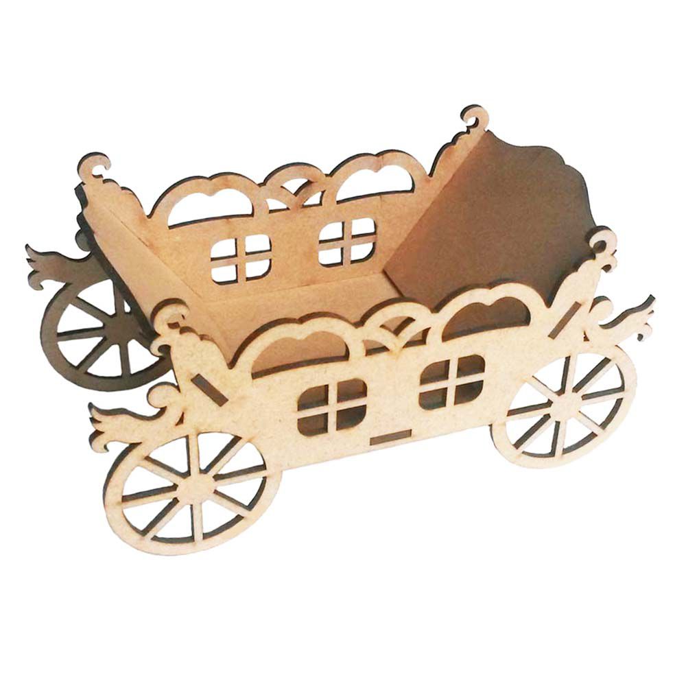 Kit com 5 Carruagem cachepot mdf provençal 20cm decoração festa porta doce enfeite mesa