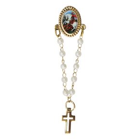 12 Boton Broche São Jorge Terço Pérola