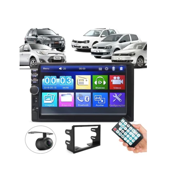 Central Multimídia Mp5 Moldura 2 Din Câmera Ré Espelha Usb -  Golf - Fiesta - Fox - Polo