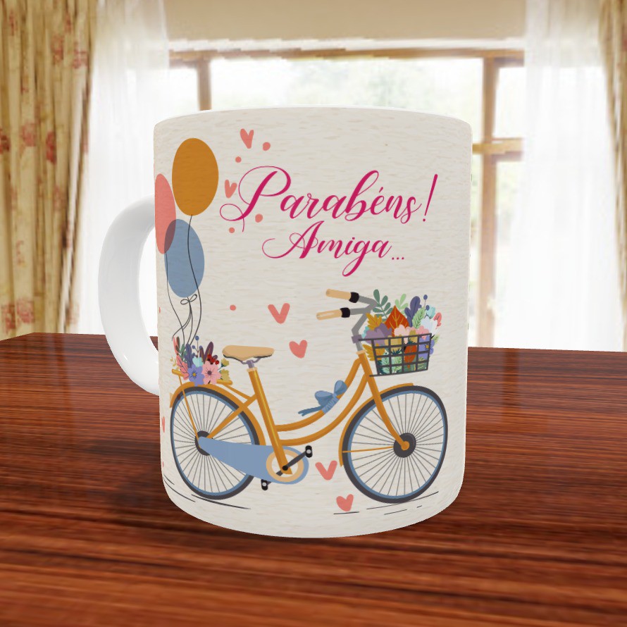 Caneca Porcelana Feliz Aniversário Amiga Lindo Presente para amiga , barato e bonito