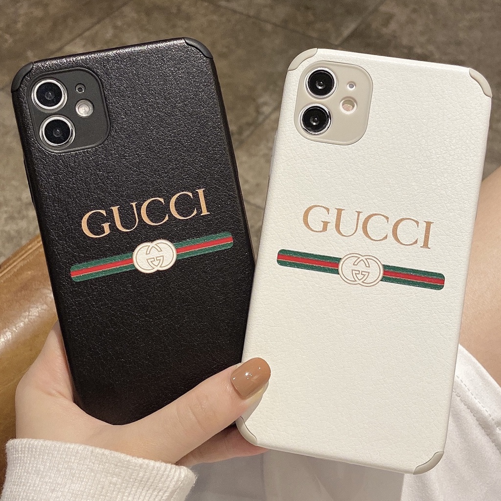 Capa Flexivel Em Couro Tpu Gucci Para Iphone 12pro Max 11 Pro Max Xs Xr Xsmax 7 8 Plus Shopee Brasil