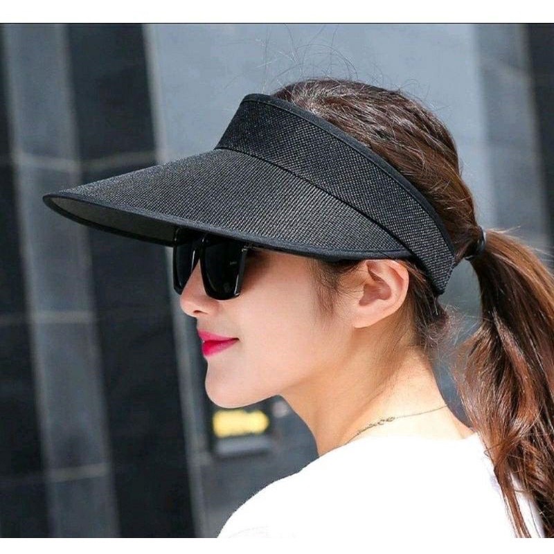 chapéu de Viseira De Malha Ajustável Esportiva Feminina / Chapéu De Golfe / Praia / sol em Oferta na Shopee