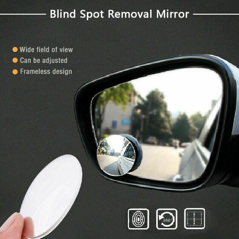 2pcs Car Motorcycle 360 Degree Round Convex Blind Spot Mirror Framless ...