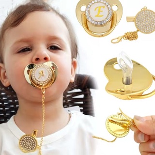 Chupeta De Bebê Personalizada 26 Letra Com Corrente/Sem