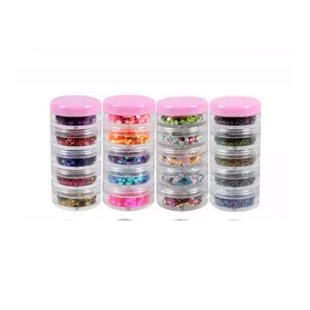 Gliter Enfeite Para Unhas kit com 6 pote ~ C&S BAZAR ~