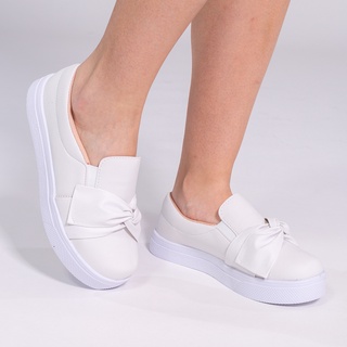 Tênis Feminino Slip On Laço Branco 2023