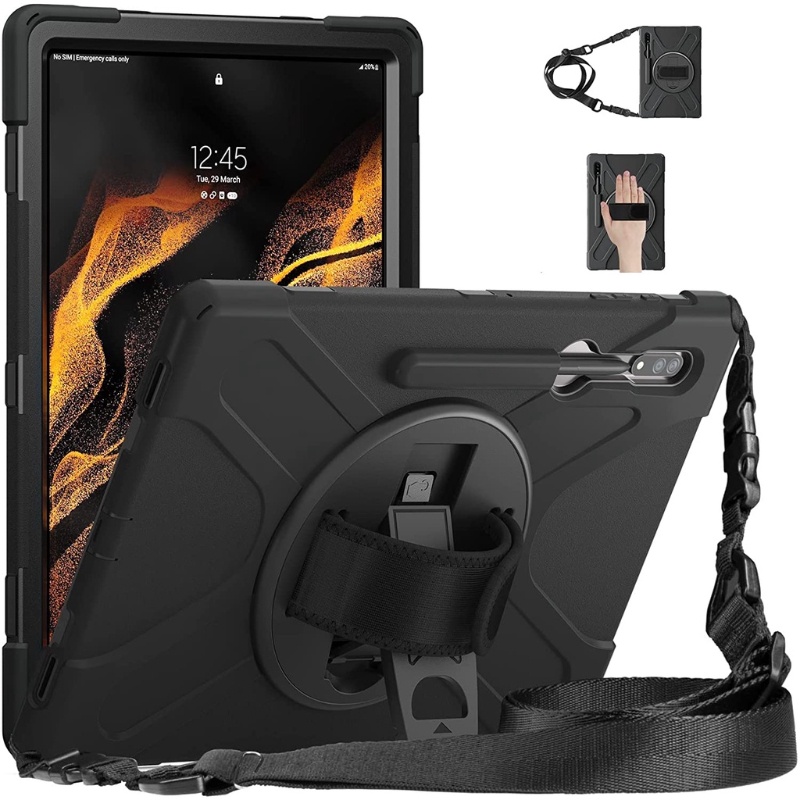 Para Samsung Tab S9/S8 Ultra 14.6 Inch Case , Heavy Duty Com Alça De Ombro Giratória 360 Galaxy/S7 Plus , S7 FE , S6 Lite , A8