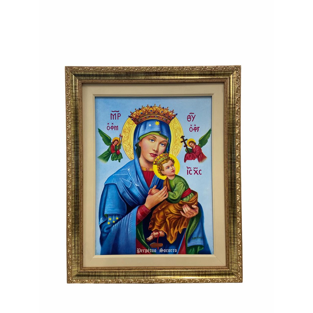 Quadro Nossa Senhora do Perpétuo Socorro  – 40x50 – Moldura Dourada -Quadro Resinado