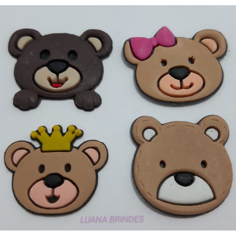 Apliques Ursos Variados de borracha - pacotes com 6 unidades