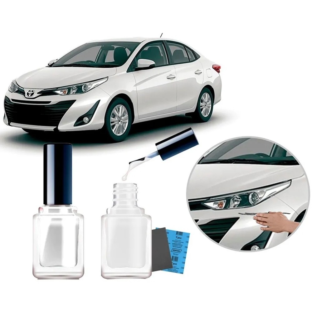 Tinta Tira Risco Automotivo Cor Carro Toyota Yaris 2019 2020 Branco Perolizado em Oferta na Shopee