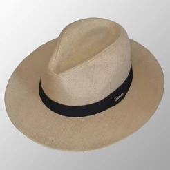 Chapéu Panamá Shantung Palha com Faixa Preta Unissex