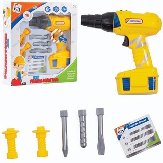 Furadeira de brinquedo Kit de ferramenta infantil furadeira e parafusadeira a pilha furadeira de brinquedo que gira