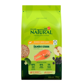 Racao Guabi Natural Caes Ad R.Grand/Giga Salmao/Cevada 12kg em Oferta na Shopee