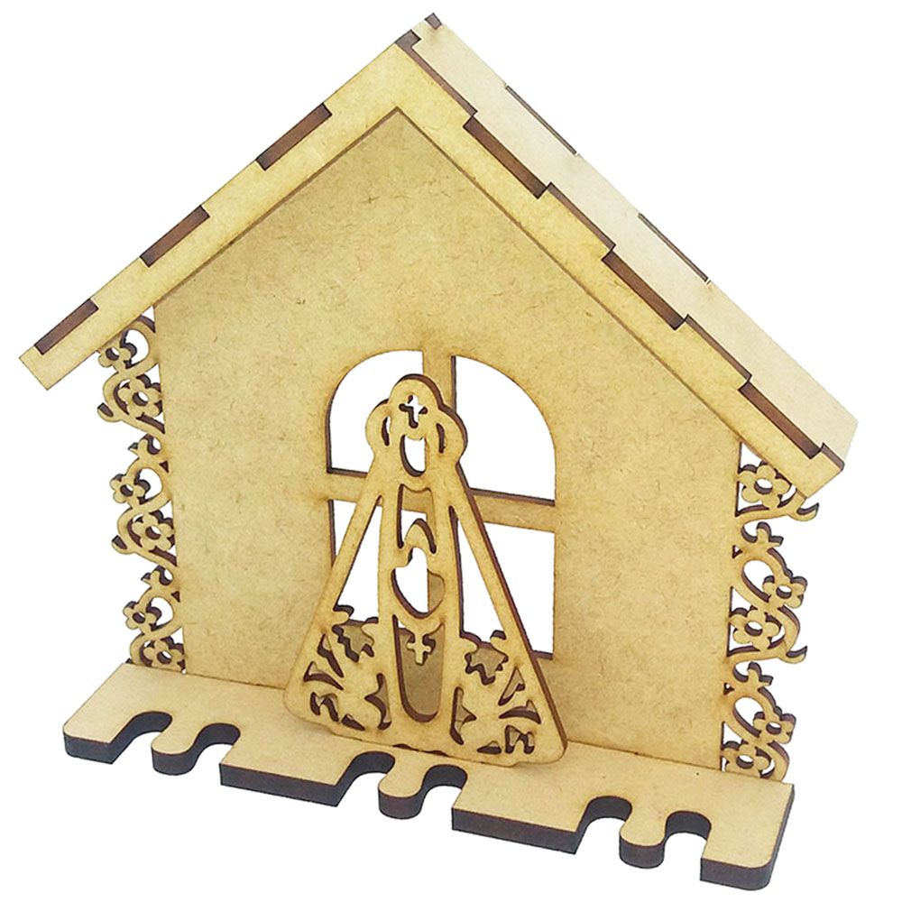 Kit 6 porta chave mdf casinha nossa senhora 19 cm religioso