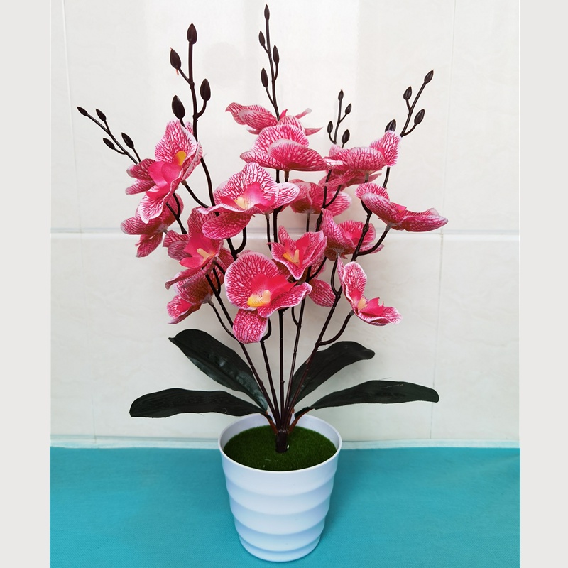 Arranjo De Orquídea Artificial 43cm Com Vaso Decorativo Para Mesa E Ambiente