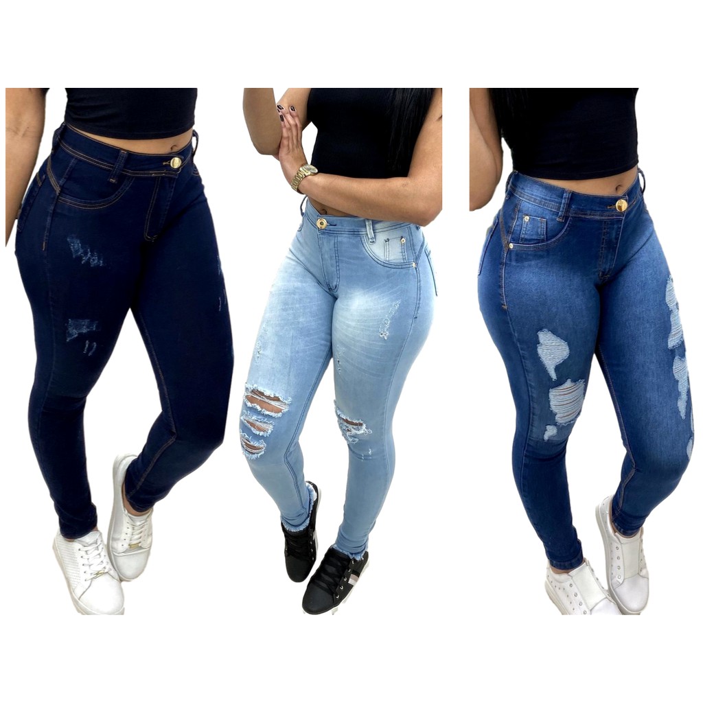 fotos de calças jeans femininas cintura alta