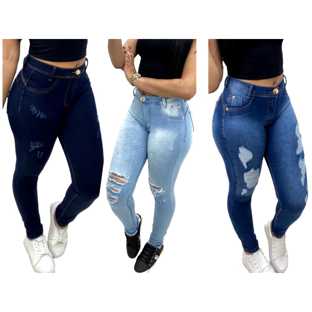 calça jeans cintura alta feminina barata