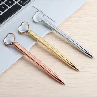 Caneta Luxo Coração Metal Dourado Prata Rose Gold com escrita Azul 0.7 mm - Papelaria Criativa - Caneta Coração