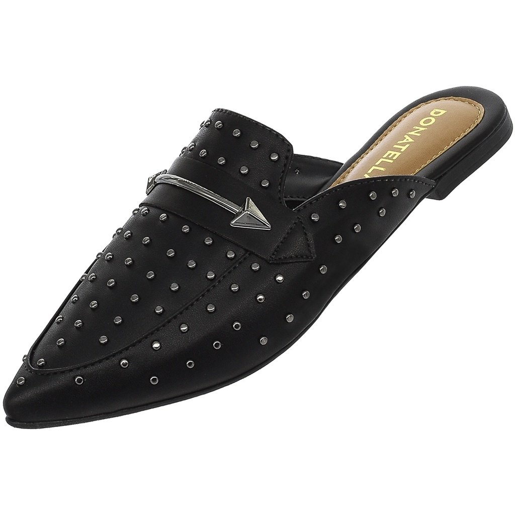 Mule Feminino Moda Tachinhas Macio Rasteira Sapato Rasteirinha Mocassim ...