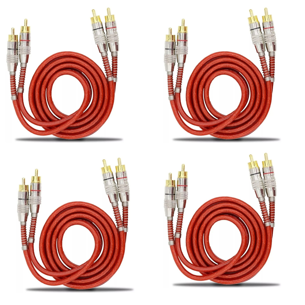 Kit Cabo Rca De Metro Blindado Conector Ouro Svart Vermelho Cabos