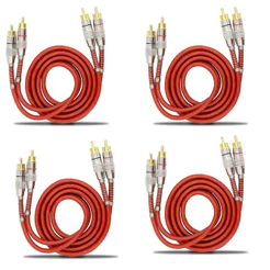 Kit 4 Cabo Rca De 1 Metro Blindado Conector Ouro Svart Vermelho Cabos Dupla Blindagem Qualidade Som